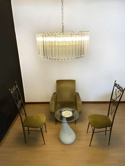 Murano Round Prisms Transparent Chandelier