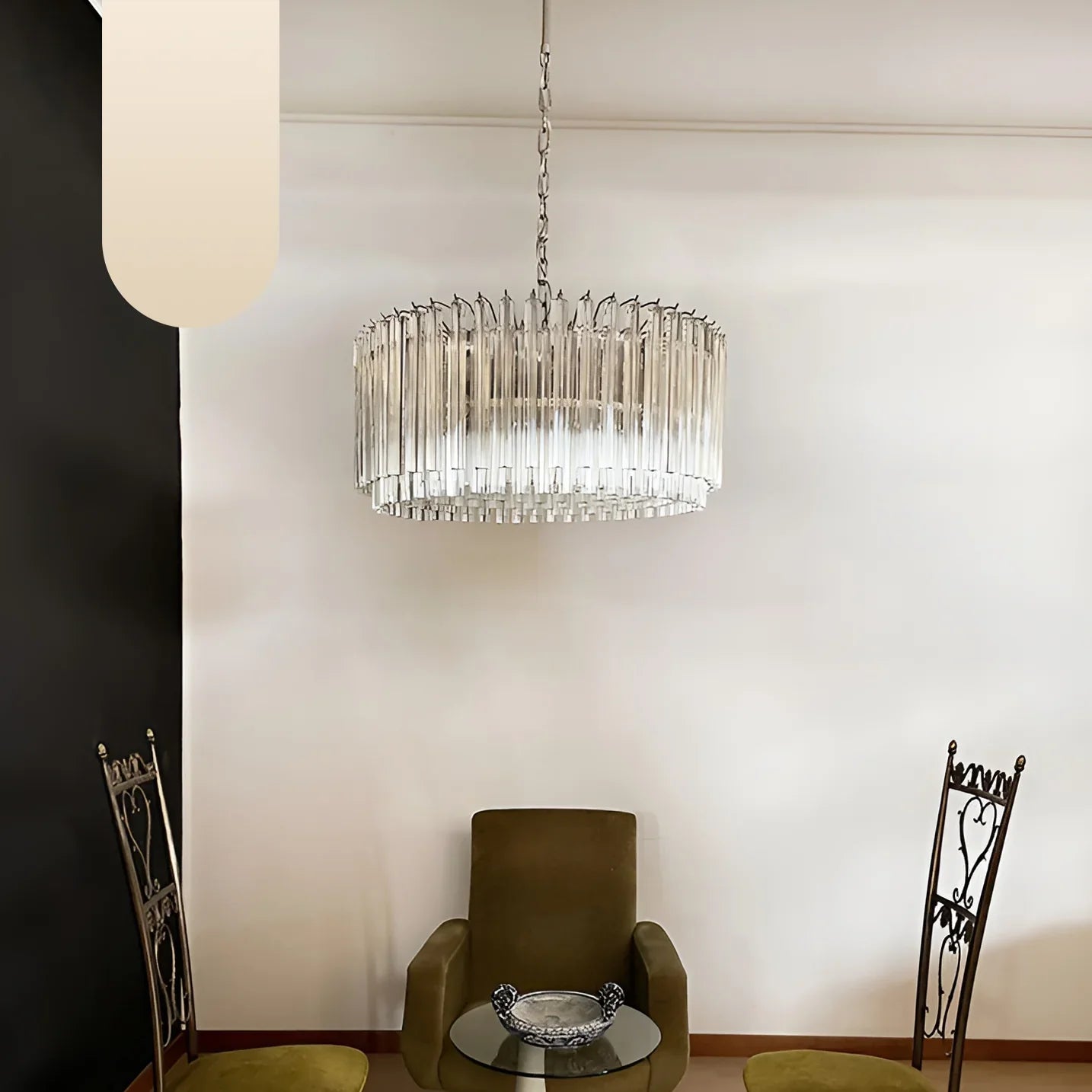 Murano Round Prisms Transparent Chandelier