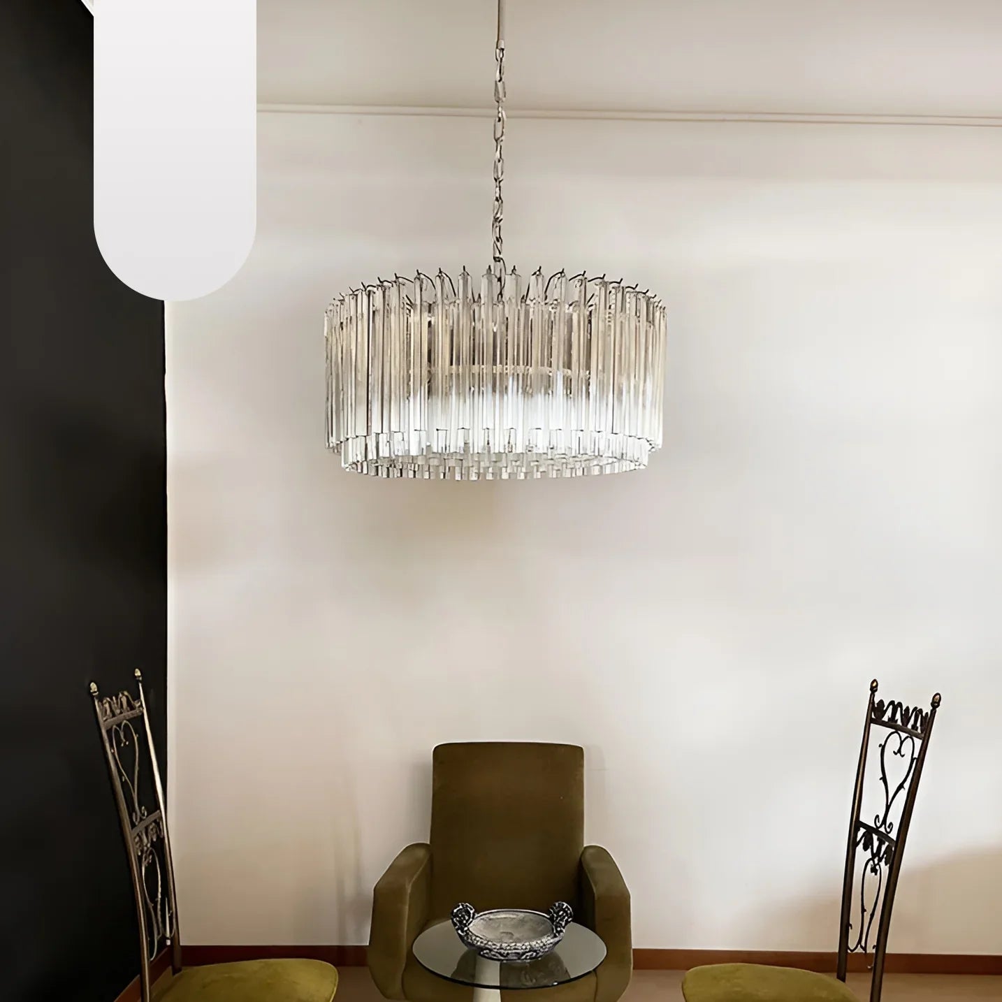Murano Round Prisms Transparent Chandelier