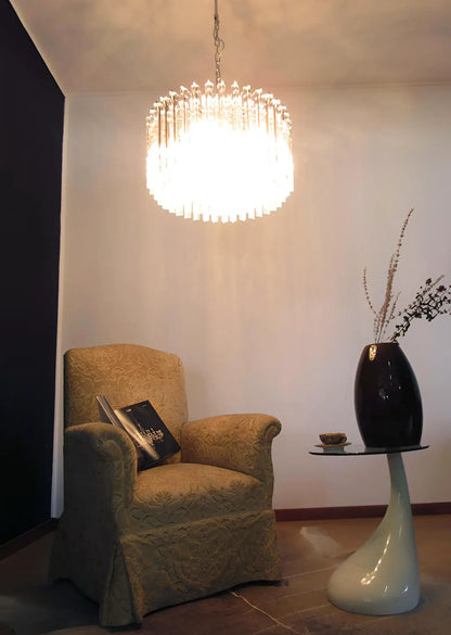 Murano Round Prisms Transparent Chandelier