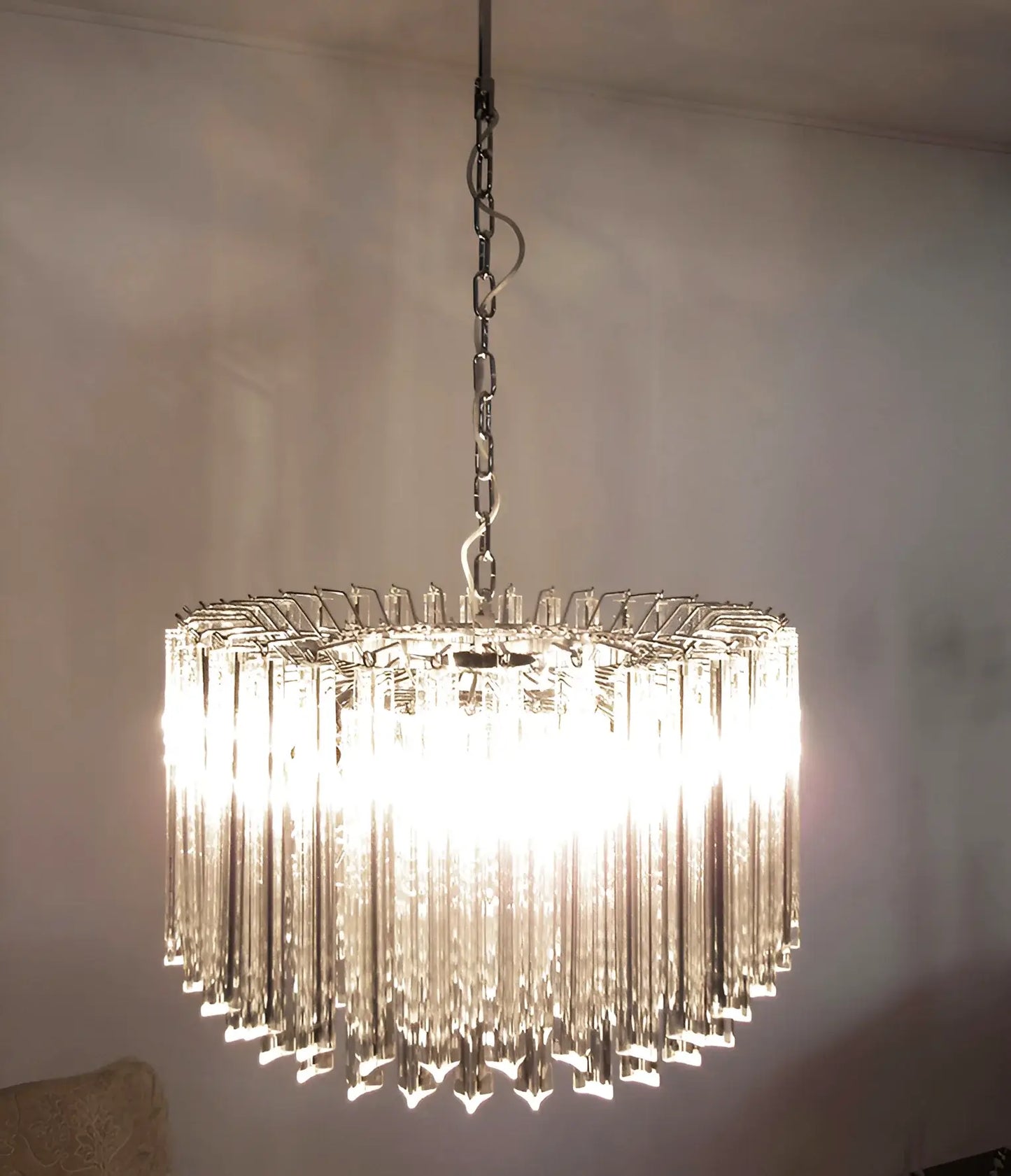 Murano Round Prisms Transparent Chandelier