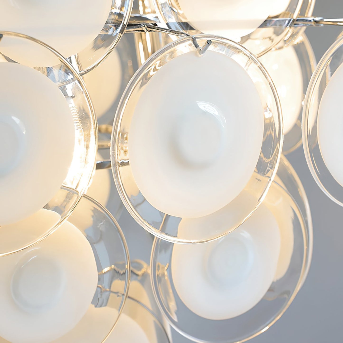 Murano Disc White Glass Chandelier