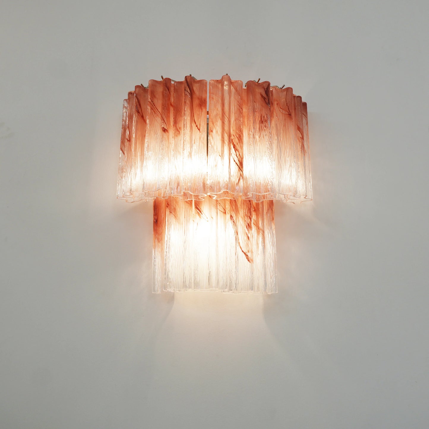 Pink Murano Glass Tube Wall Sconces