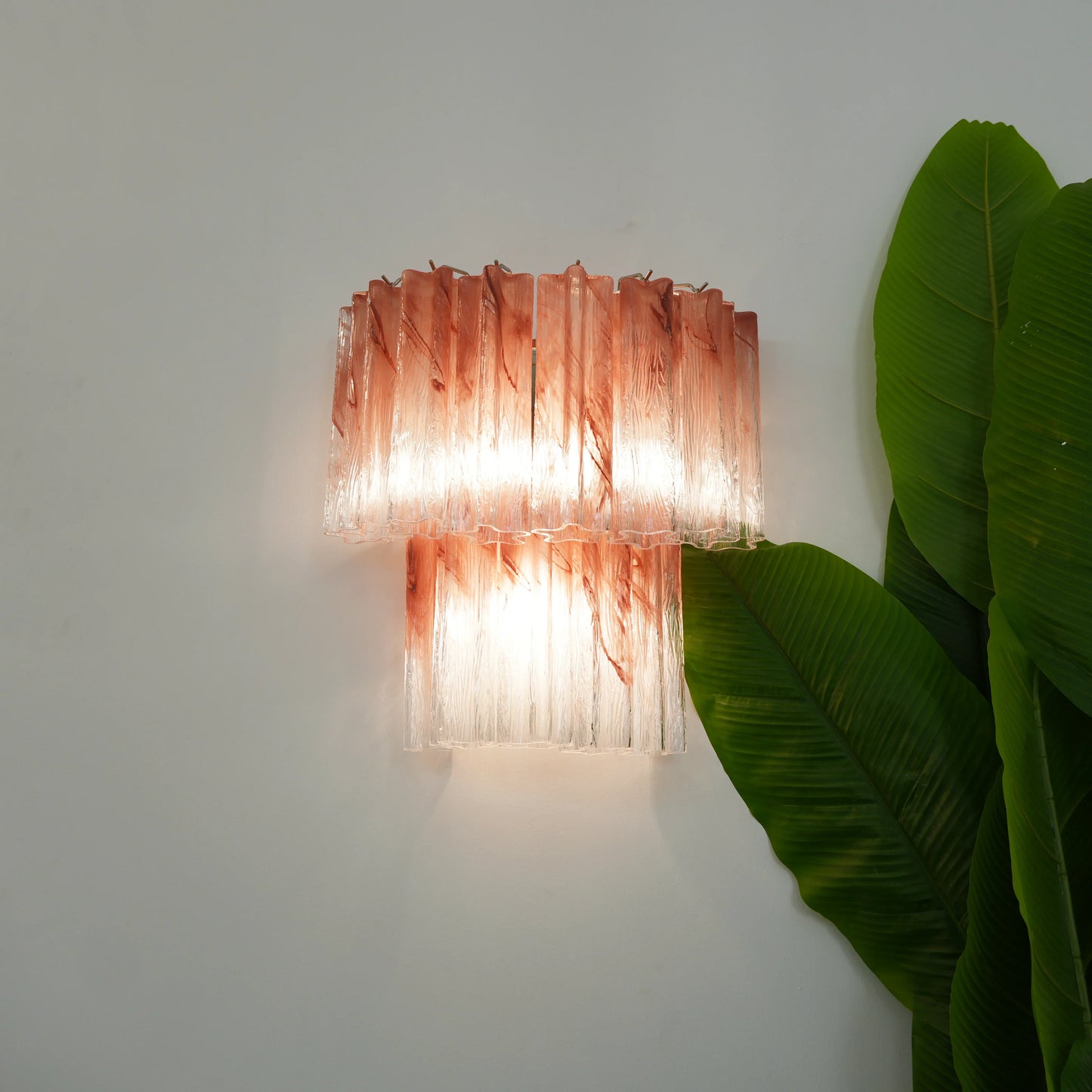 Pink Murano Glass Tube Wall Sconces