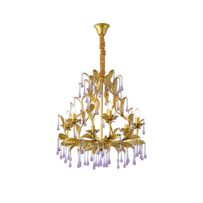 Purple Glass Birdcage Chandelier