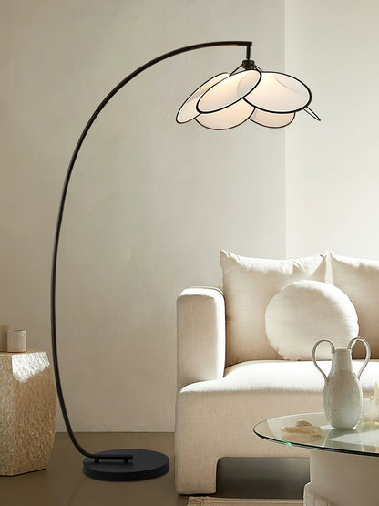 Rattan Bloom Arc Floor Lamp