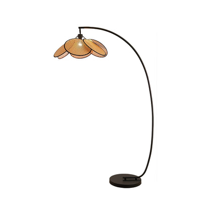 Rattan Bloom Arc Floor Lamp