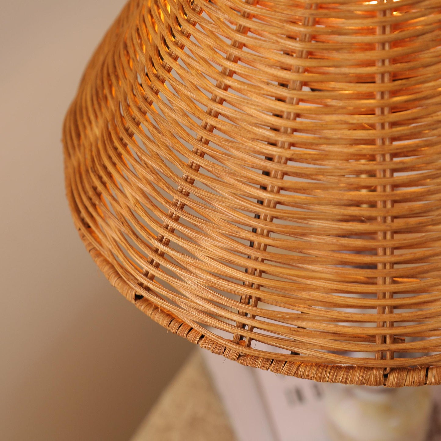 Rattan Marble Table Lamp