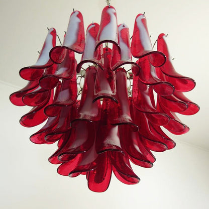 Red Glass Murano Petals Chandelier