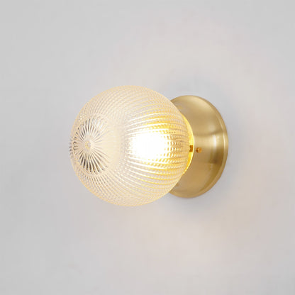 Reeded Globe Flush Ceiling Light