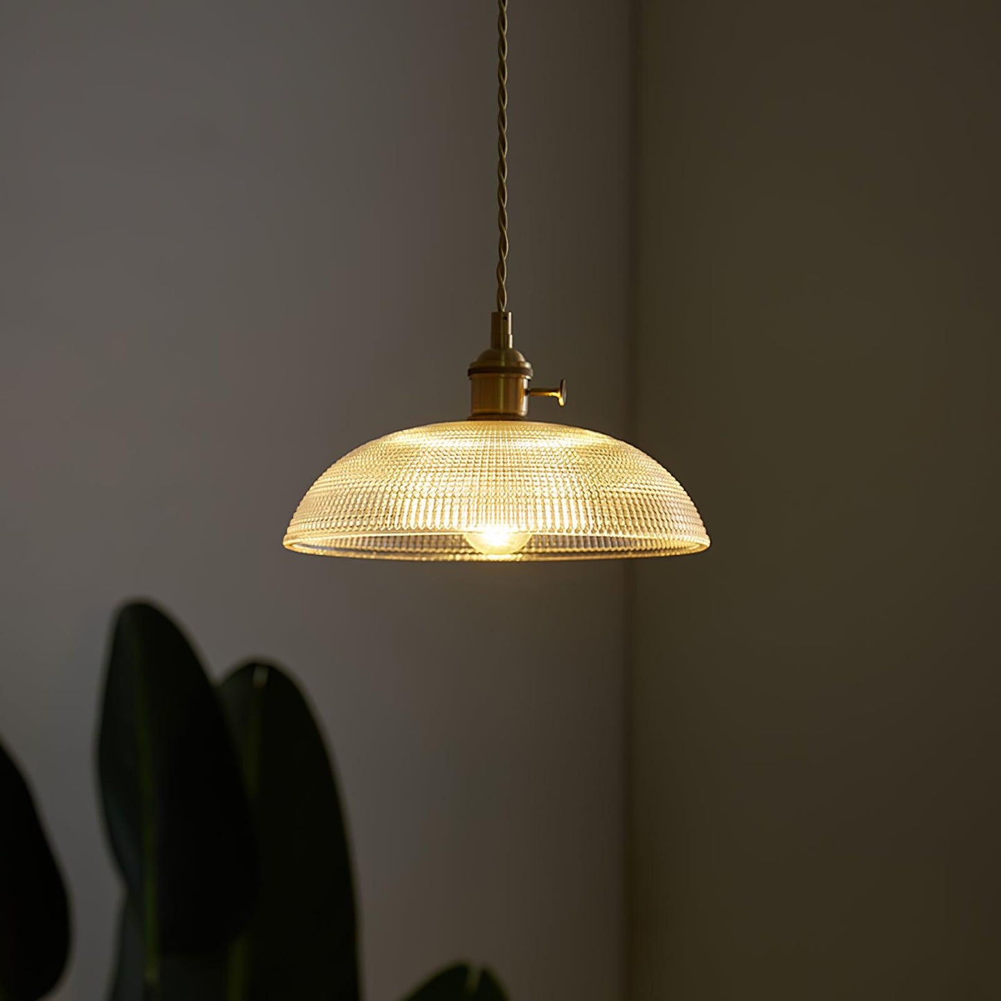 Ribbed Spiral Pendant Light