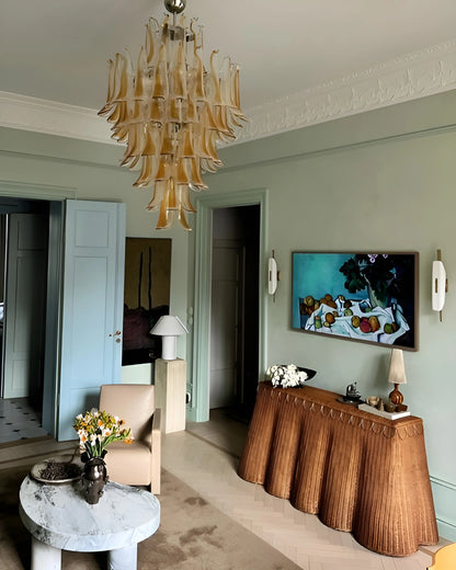 Stunning Murano Amber Glass Petals Chandelier