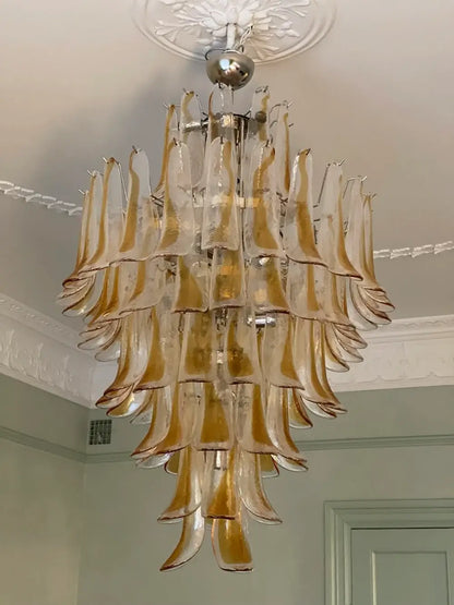 Stunning Murano Amber Glass Petals Chandelier