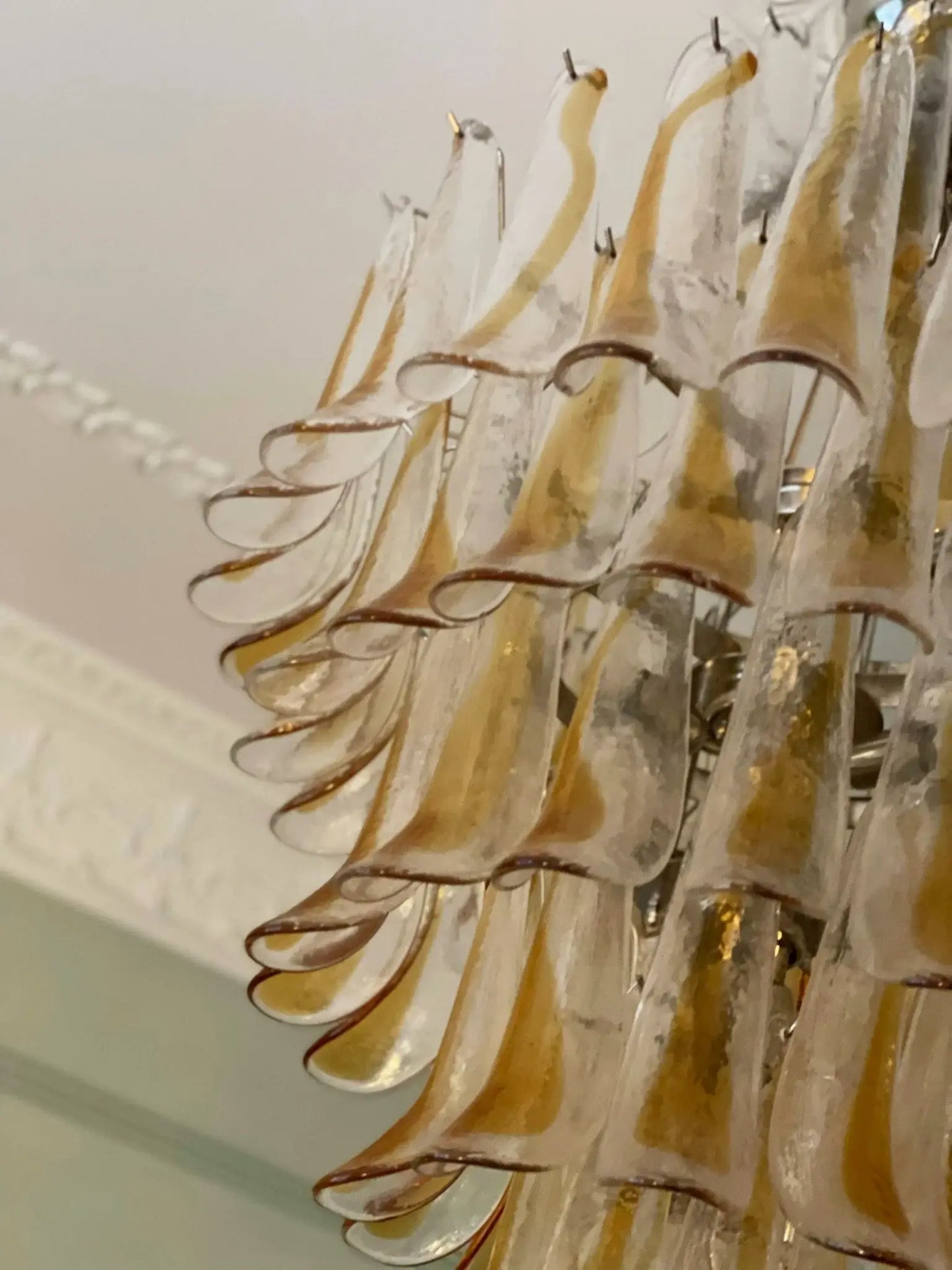 Stunning Murano Amber Glass Petals Chandelier