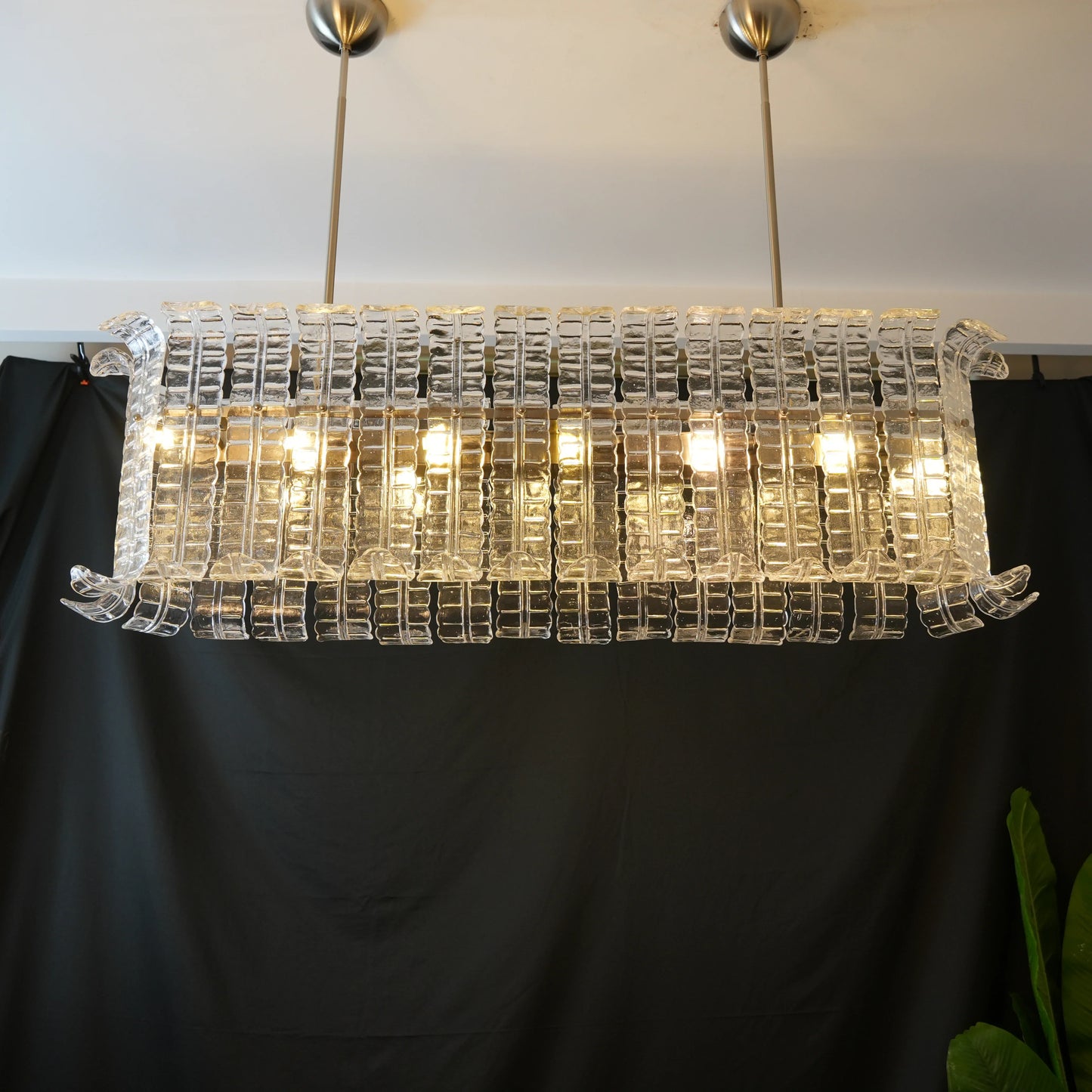 Transparent Murano Leaf Shaped Chandelier