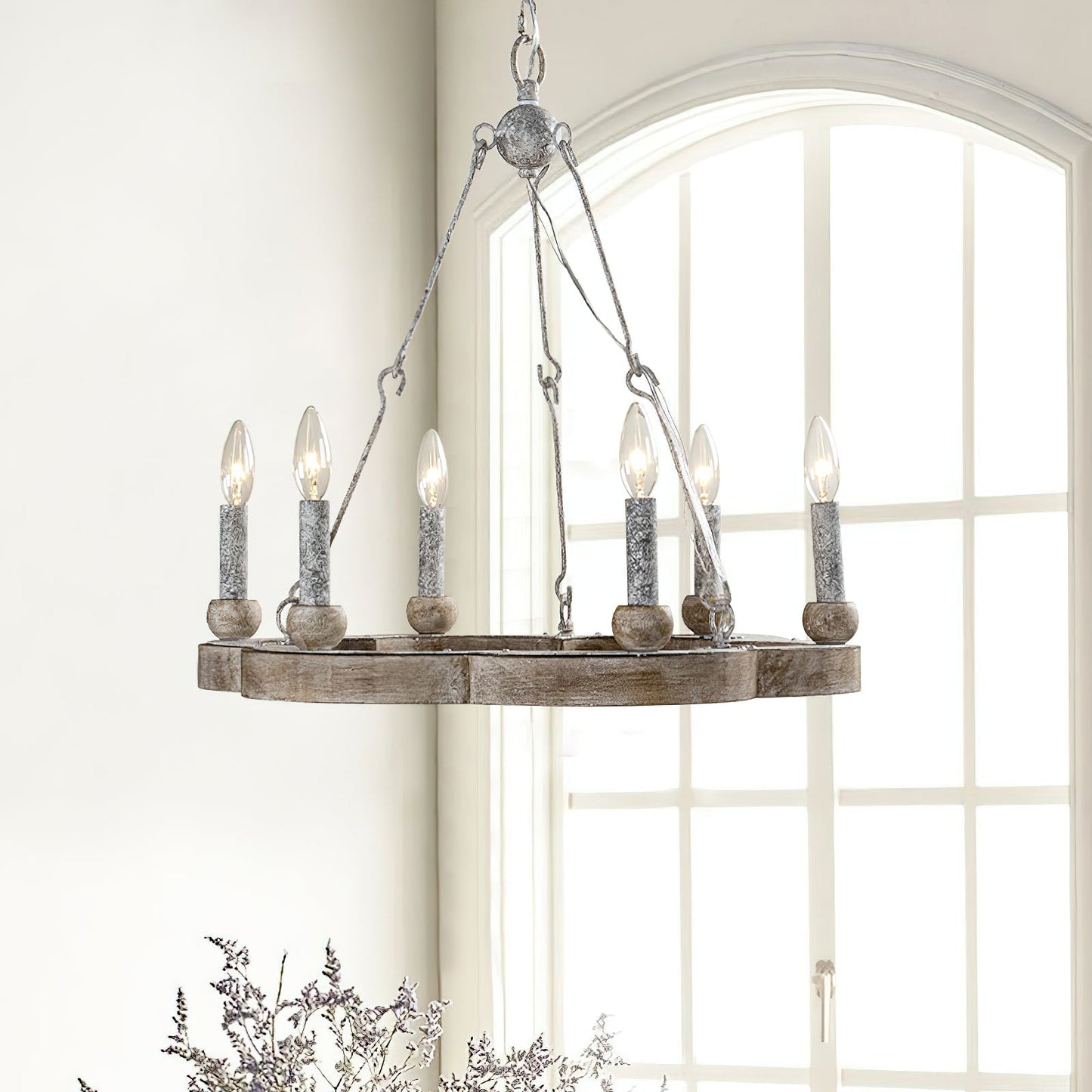 Venezia Wood Wheel Chandelier