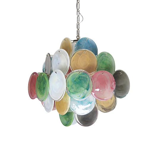 Vintage Murano Multicolored Disks Chandelier