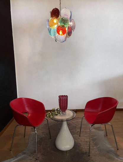 Vintage Murano Multicolored Glass Disks Chandelier