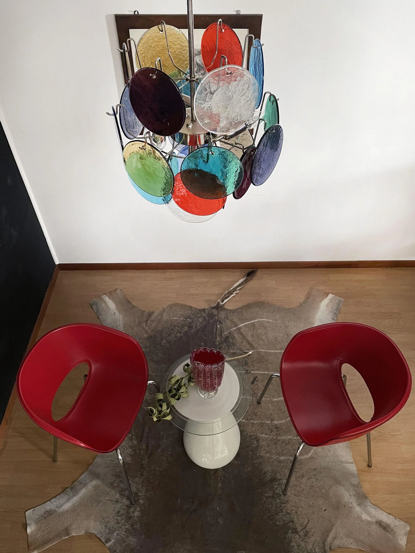 Vintage Murano Multicolored Glass Disks Chandelier