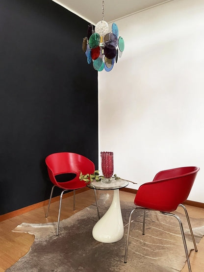 Vintage Murano Multicolored Glass Disks Chandelier
