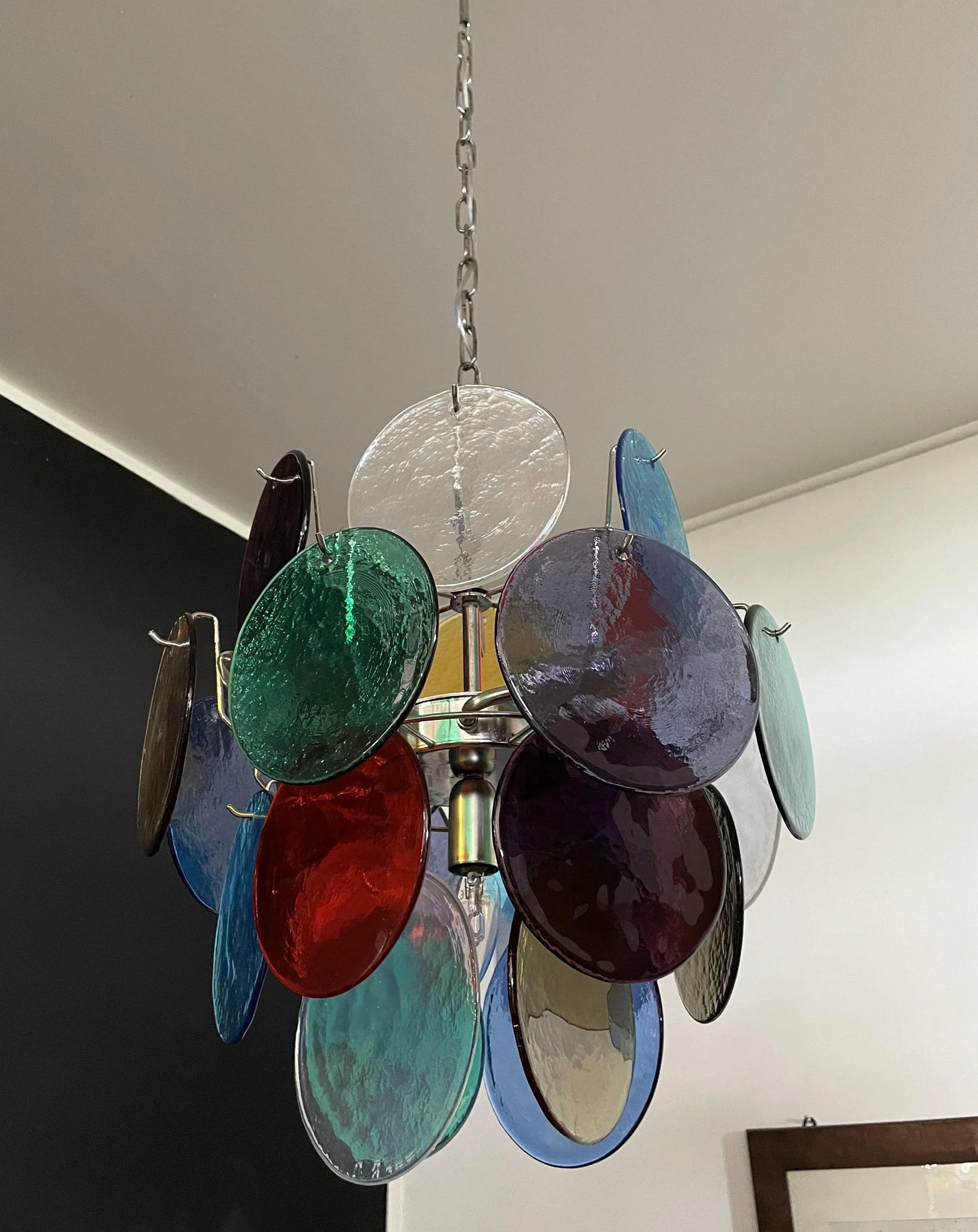 Vintage Murano Multicolored Glass Disks Chandelier