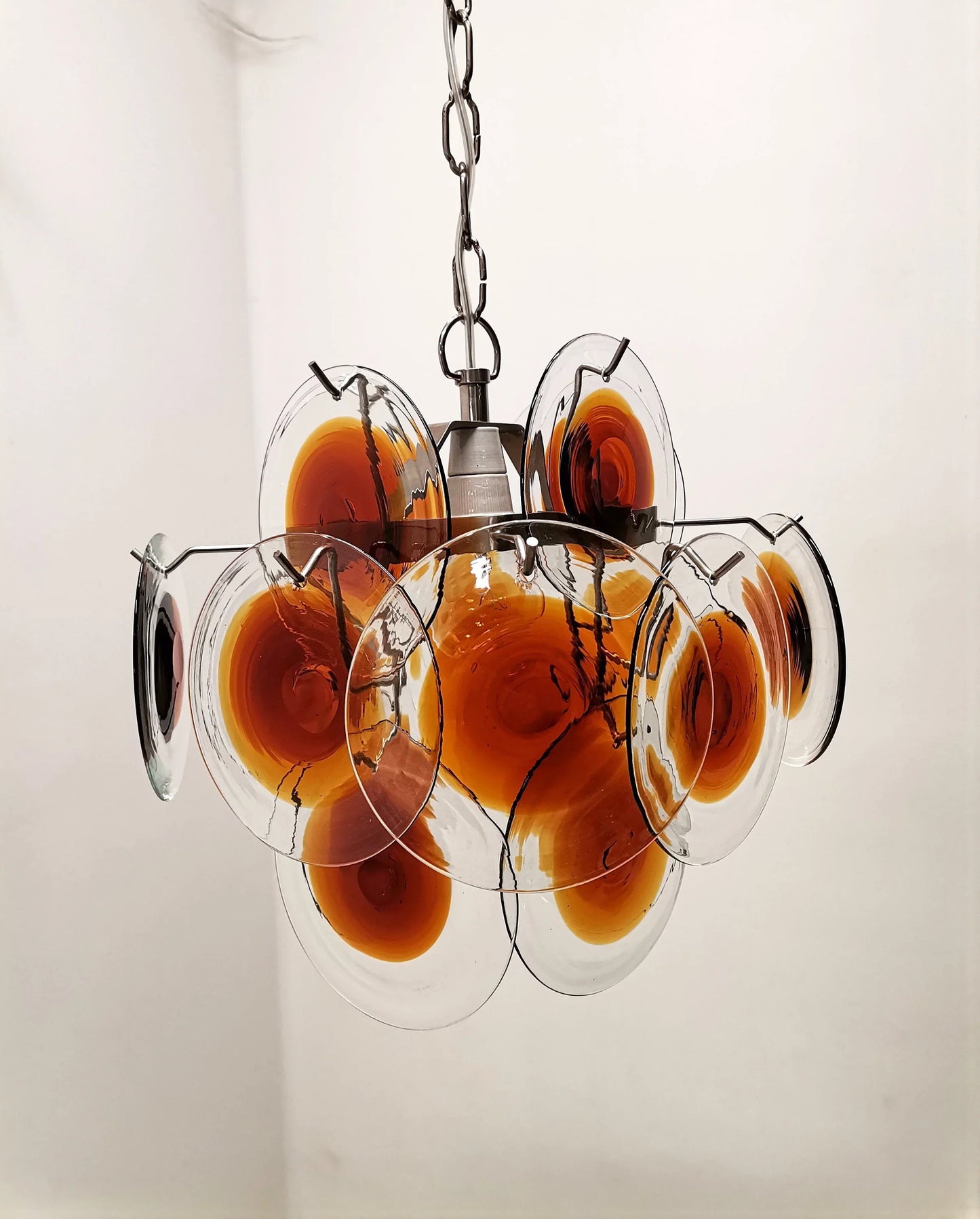 Vintage Murano Orange Brown Chandelier
