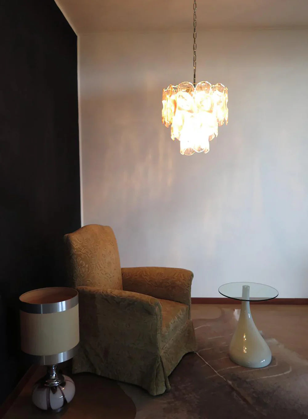 Vintage Murano Pink Glasses Chandelier