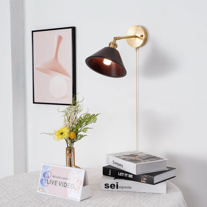 Vintage Wood Plug-in Wall Lamp