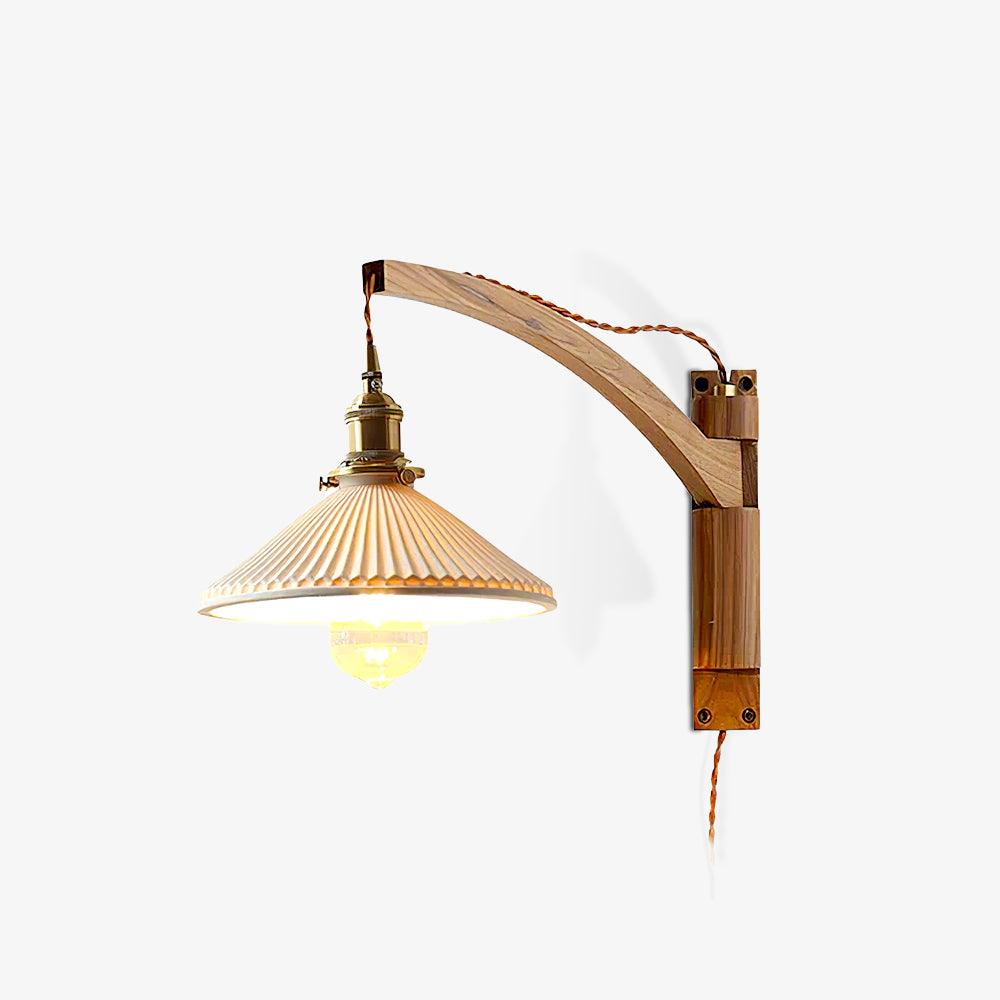 Swing Arm Walnut Wall Light