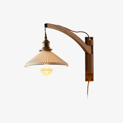 Swing Arm Walnut Wall Light