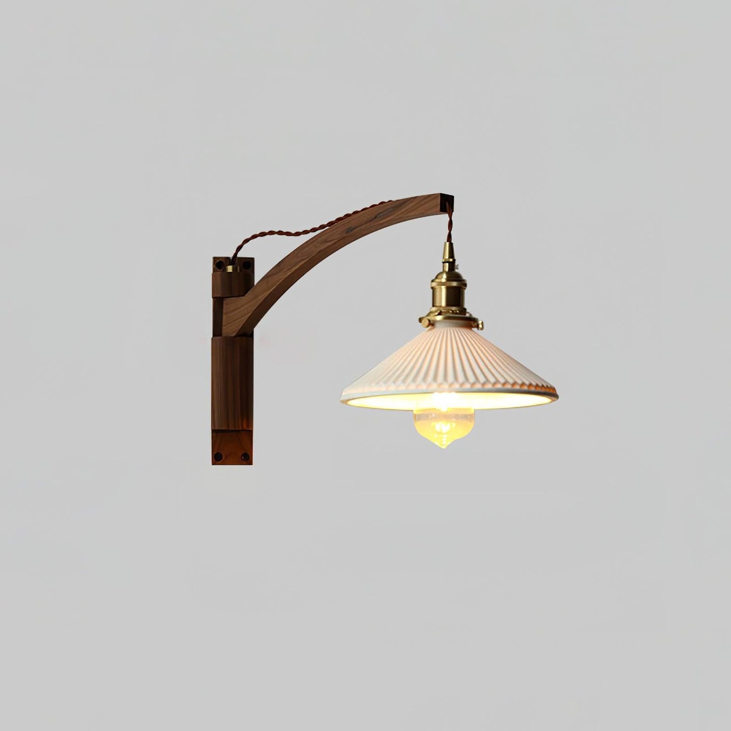 Swing Arm Walnut Wall Light