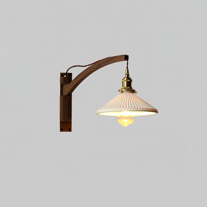 Swing Arm Walnut Wall Light