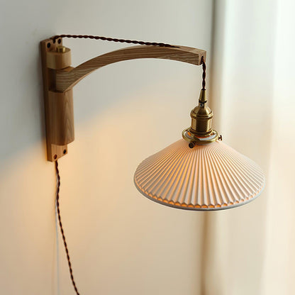 Swing Arm Walnut Wall Light