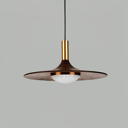 Walnut Wood Dish Pendant Light
