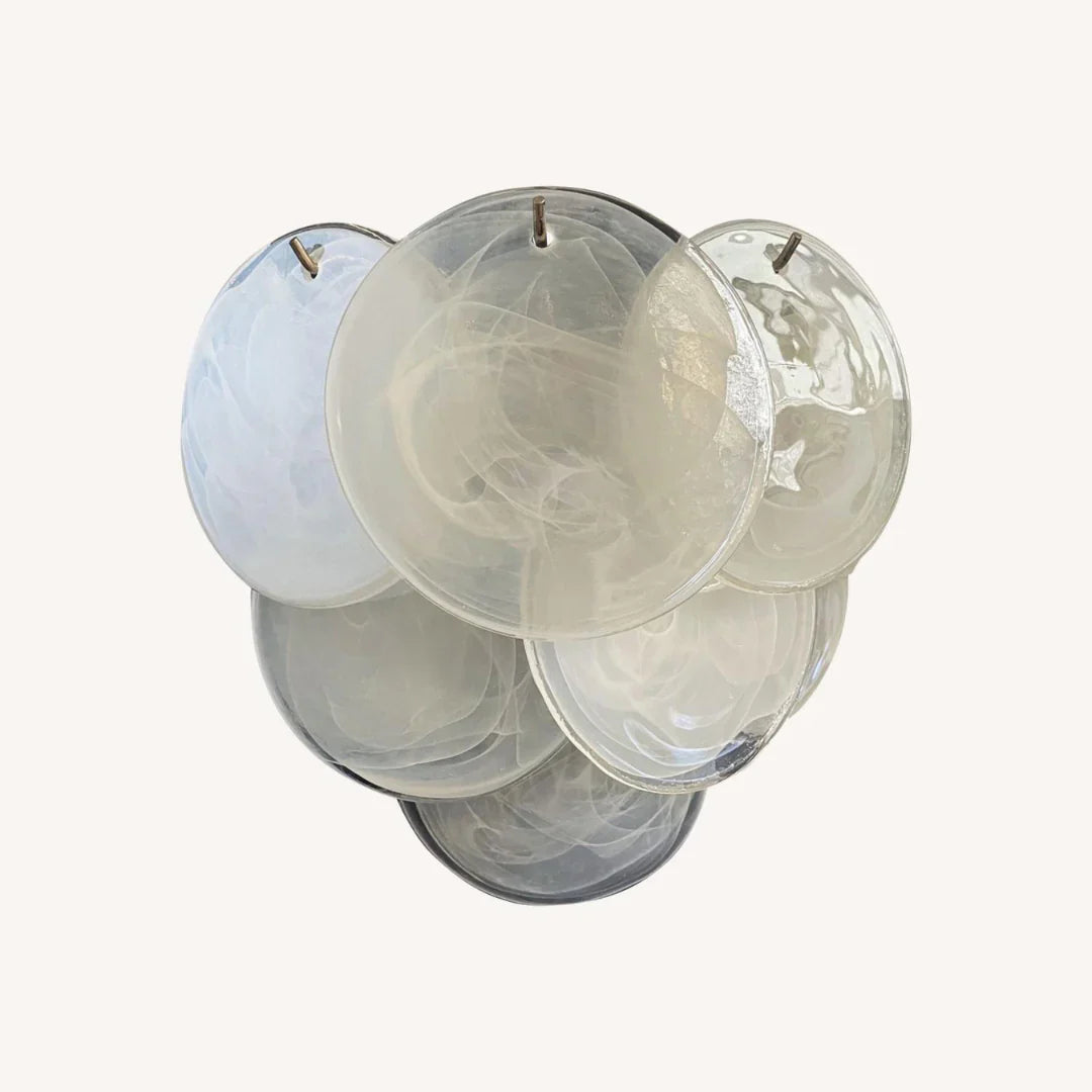 White Murano Disc Glass Wall Sconce