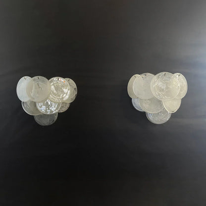 White Murano Disc Glass Wall Sconce
