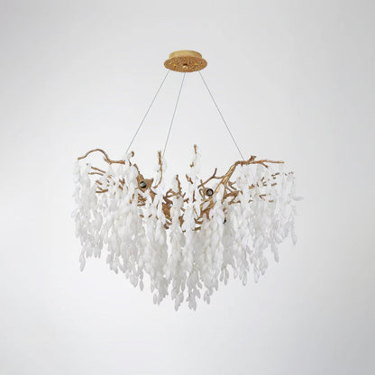 White Jade Branch Brass Chandelier