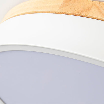 White Round Wooden Ceiling Lamp