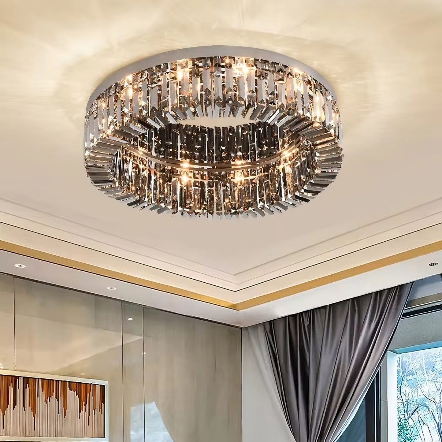 Specchio Crystal Flush Mount Ceiling Light