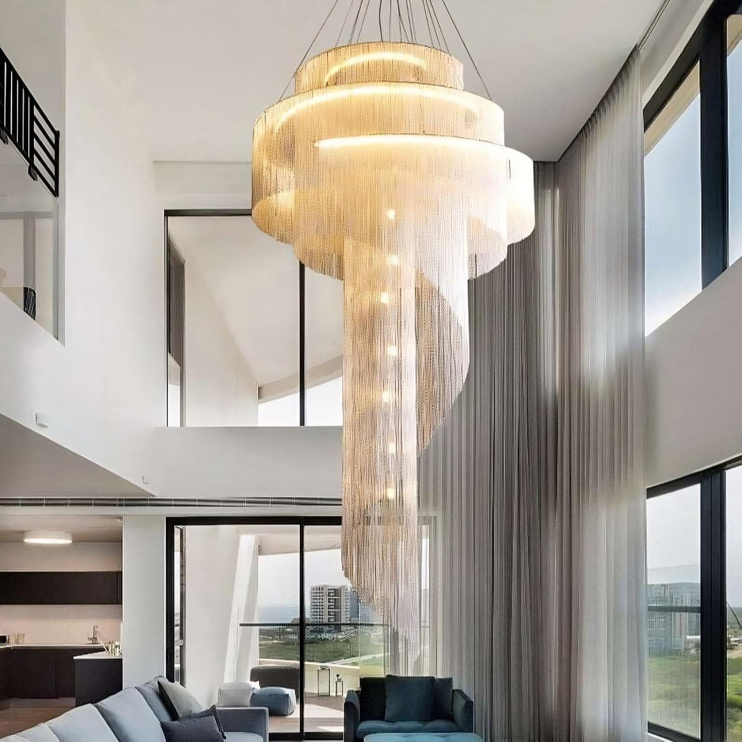 Cadena Metal Chain Tassel Entryway Chandelier