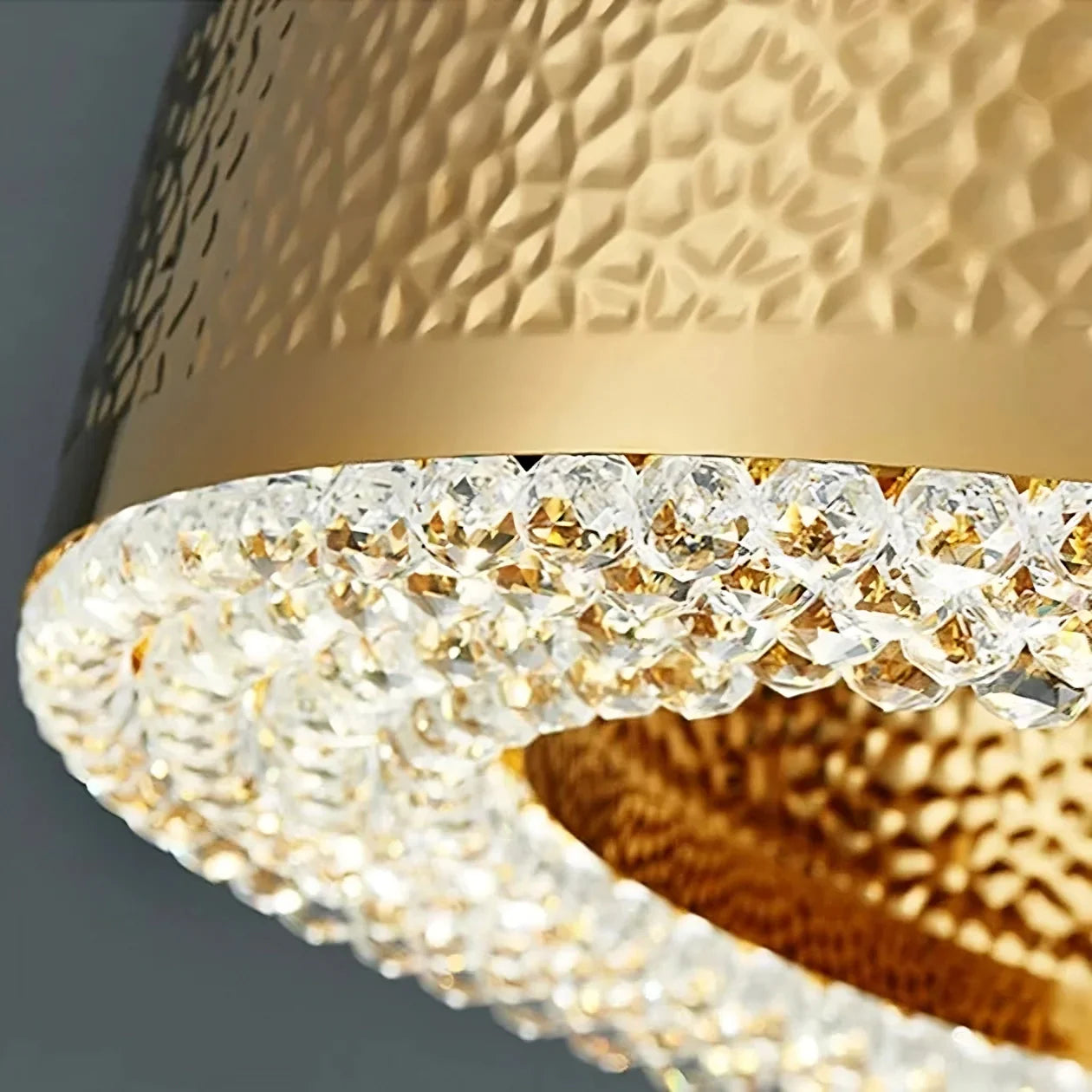 Alleri Hammered Gold & Crystal Chandelier