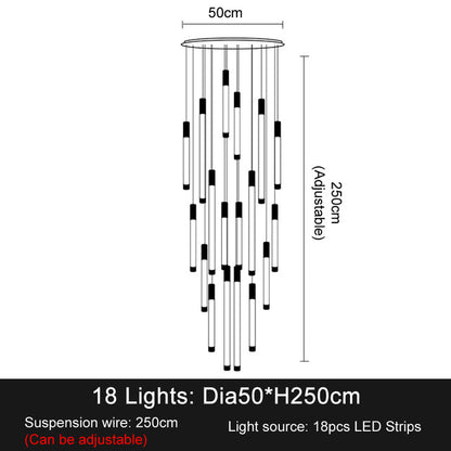 La Barra Staircase Foyer Chandelier, Black